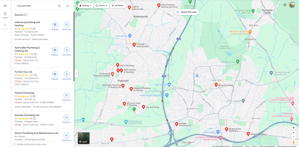 Google Maps Local Services Search