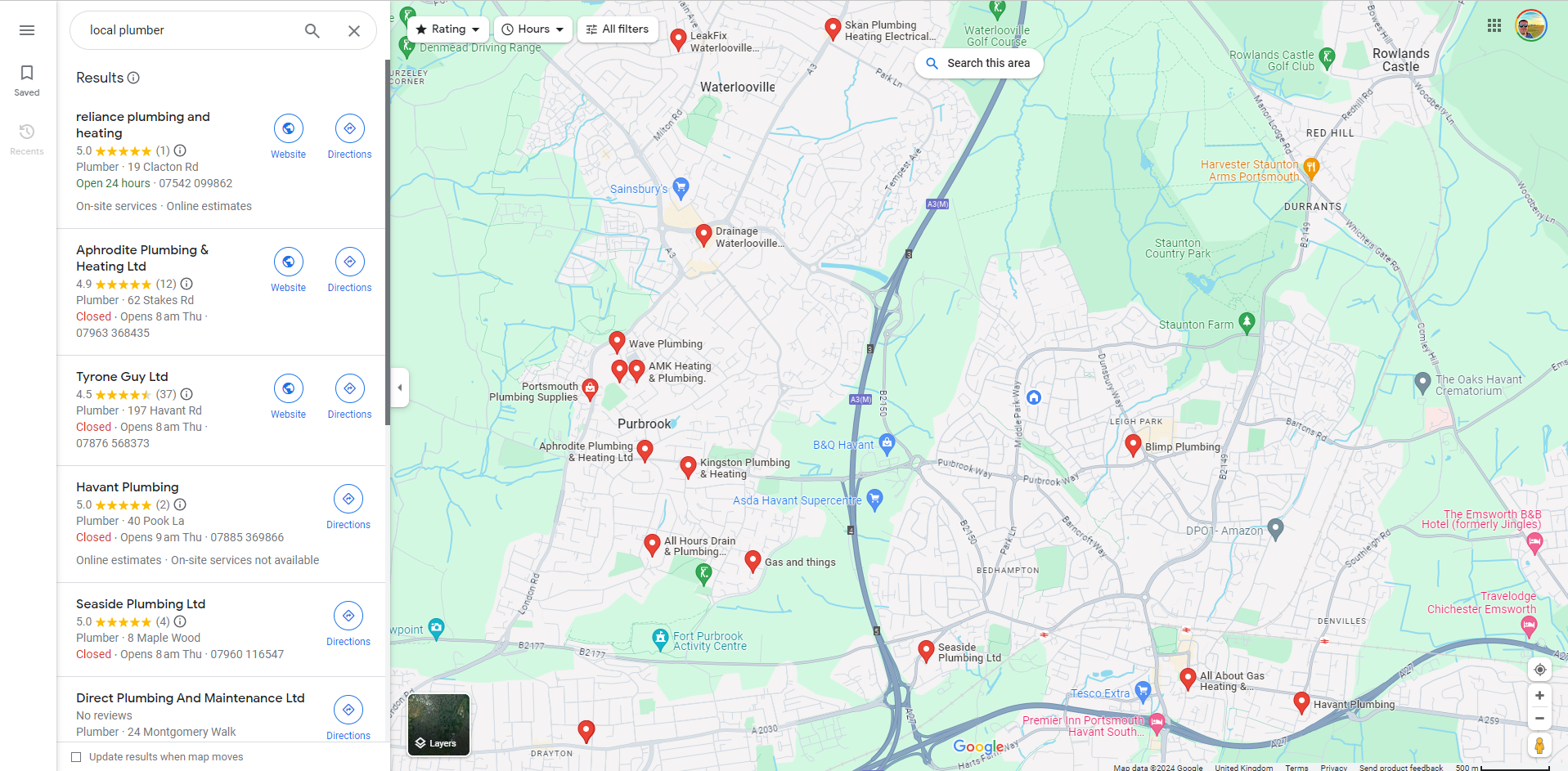 Google Maps Local Services Search